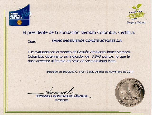 Premio sostenibilidad de plata